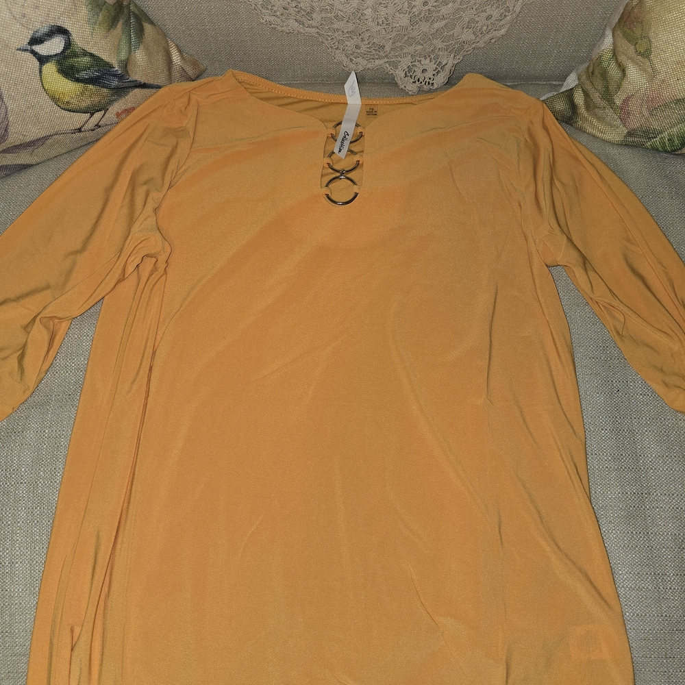 Women's Orange Lace-Up Top